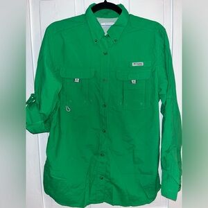 Columbia Men's PFG LS Convertible Button Down;Sz S Kelly Green Performance Shirt